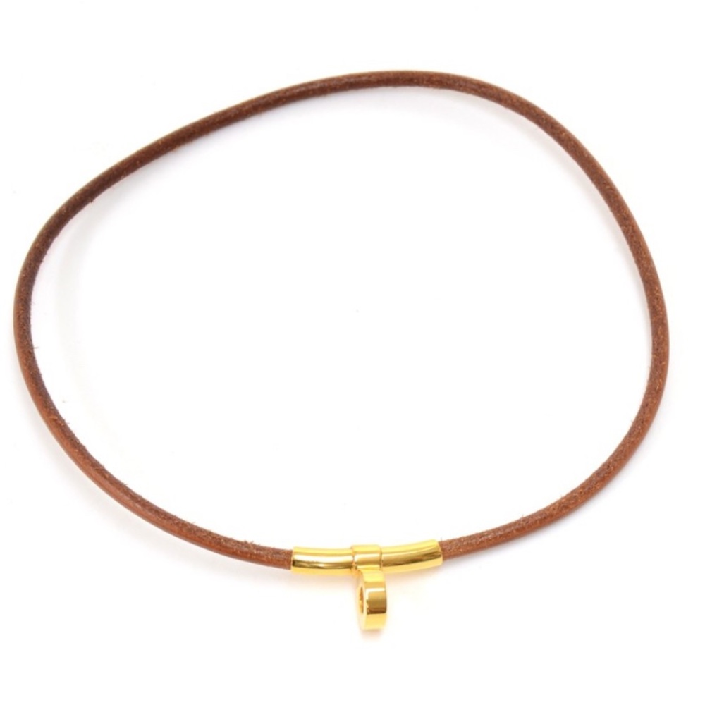 Hermès Kelly Lock Necklace Wrap Bracelet 1980 Vintage Hunter Leather Gold Plated - Picture 5 of 16